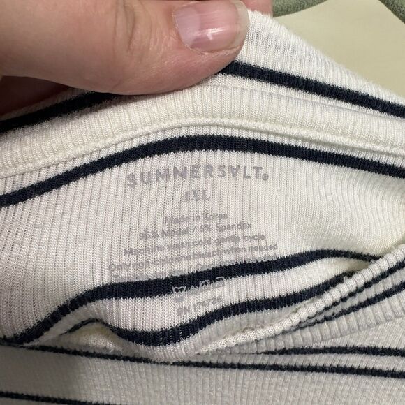 Summersalt The Softest Ribbed Elbow Sleeve Tee Top Black & White Stripe 1XL - Picture 4 of 9